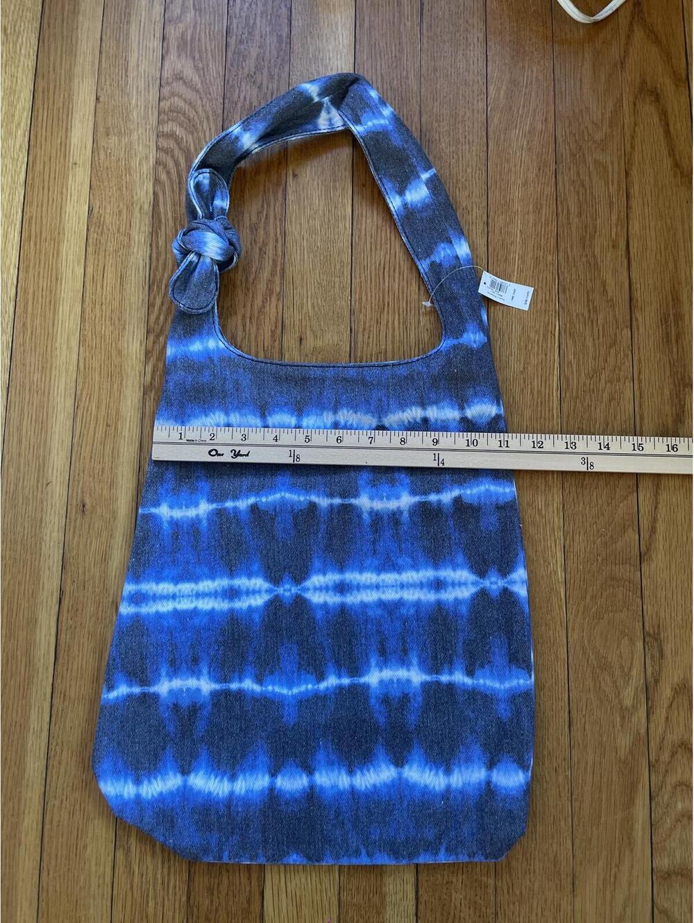 Gap Blue Tie Dye Canvas Tote Bag New With Tags Medium Bow Casual Boho - Picture 3 of 7